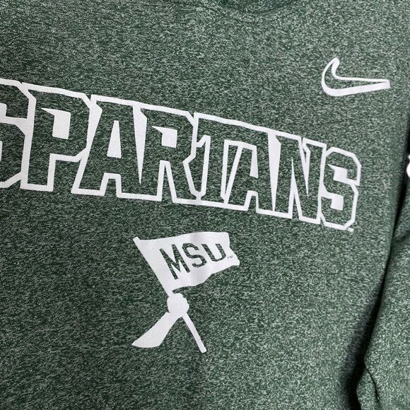 Nike MSU Spartans Hoodie XL Green Sweatshirt Michigan State Lightweight Pullover - Picture 6 of 9